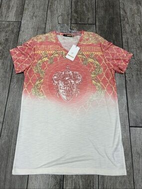 Mondo Men's Gradient Crest Graphic Tee - Coral to White NWT